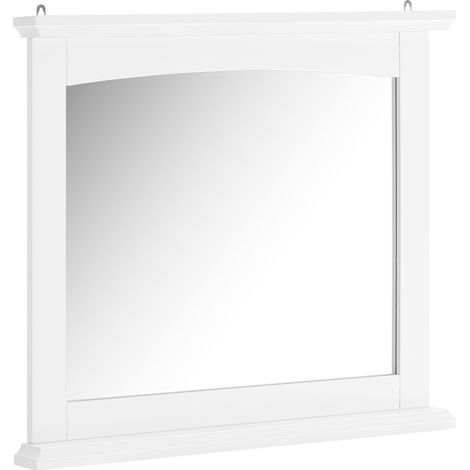 SoBuy Wall-Mounted Bathroom Cabinet with Mirror, White Over-The-Toilet Storage Cabinet 60x6x53.5cm Made of E1 MDF and Glass, Wall-Mounted Toilet Cabinet with Shelf BZR212-W