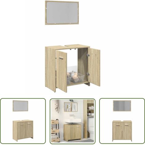 vidaXL 2-tlg. Badmöbel-Set Sonoma-Eiche Holzwerkstoff (1/5)