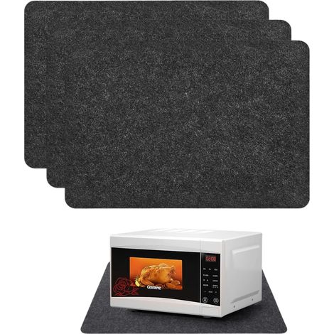 Lot de 3 tapis de protection en feutre résistant à la chaleur pour friteuse à air chaud, 43,2 x 30,5 cm, protection contre la température de 300 °C, pour micro-ondes, machine à café, bouilloire, noir (1/5)
