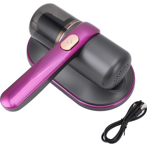 Aspirateur pour lit violet à main sans fil haute efficacité 2 vitesses aspiration nettoyeur matelas avec bac à poussière amovible 185ml (1/5)
