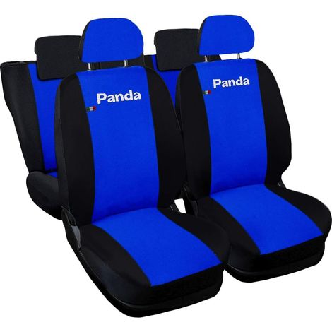 Lupex shop - Coprisedili Auto Compatibili per Panda 2a e 3a serie, Made In Italy, anteriori, e posteriori Intero, tessuto poliestere - Blu royal/Nero (1/4)