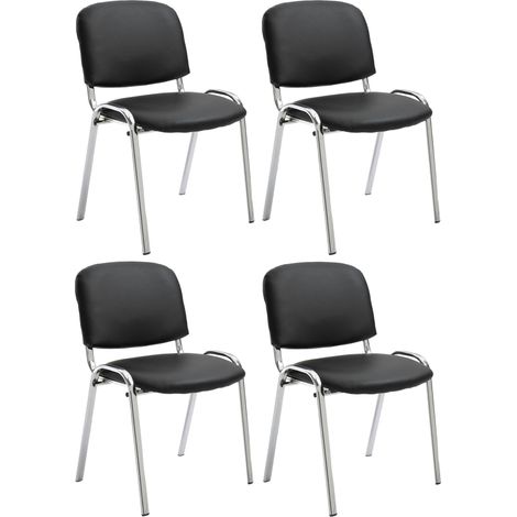 Set de 4 sillas Ken Cromadas en polipiel Negro