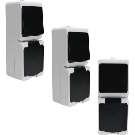 3er Set REV AquaMini Aufputz Feuchtraum Kombination Schalter Steckdose IP54 kompakt mini