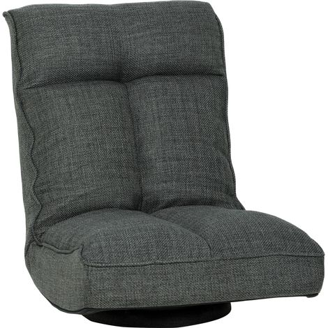 Fauteuil Zanobia Pivotant 360° Réglable Confort Lin Gris Déco Salon Détente (1/5)