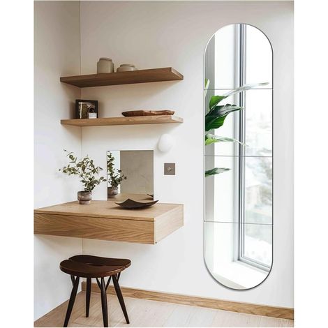 Lot de 4 Miroir, Verre HD 2mm, Adhésif Double Face, Décoration Salon Salle de Bain (1/5)