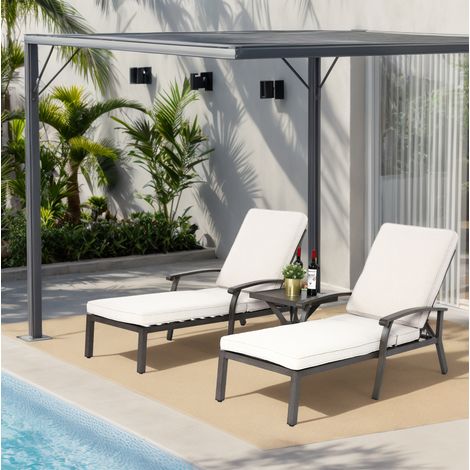 Sessel Stuhl verstellbar Aluminium 204 cm Beige HAVRYA (1/4)