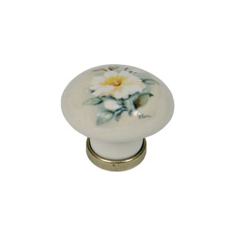 POMOLI TONDI IN PORCELLANA MOD.P04.01 AVORIO DECORO GIGLIO- - ø mm.31x26h. - 5 pezzi METALSTYLE