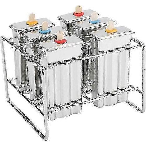 Moules à glace en acier inoxydable, moules à bâtonnets glacés à faire soi-même, moules à glace aux fruits, bac à glaçons à 6 compartiments (1/4)