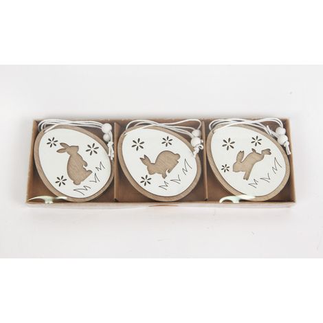 TrendLine Aufhänger Holz Ostern im 3er Set 7 x 2 x 21 cm natural Figuren