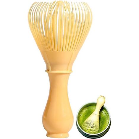 Fouet à matcha en bambou 12 cm, accessoire traditionnel pour préparer le thé matcha, fouet pour bol et set à matcha, beige (1/5)