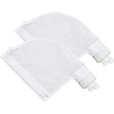 Lot de 2 Sacs Filtrants pour Nettoyeur de Piscine Polaris 280 et 480 Design Zippé et Réglable en Blanc (1/5)