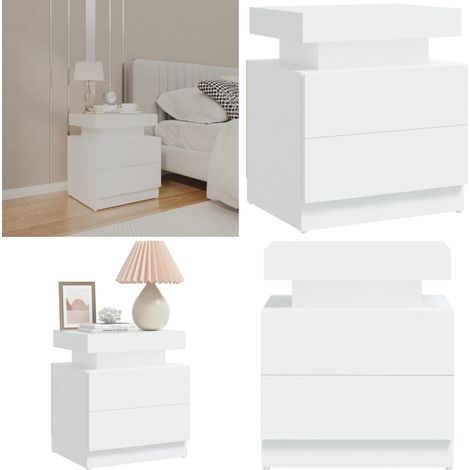 Table de chevet Blanc 45x35x52 cm Aggloméré - Table De Chevet - Meuble De Chambre - Commode - Nuit - Blanc - Home & Living (1/5)