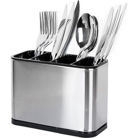Porte-couverts comptoir 4 compartiments, organisateur cuisine pour fourchettes couteaux cuillères (1/5)
