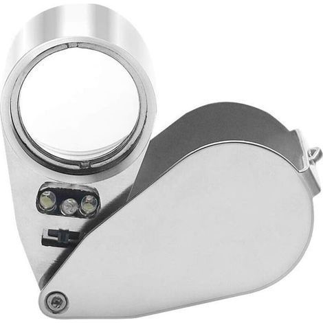 40-fache Juwelierlupe, faltbare Taschenlupe mit beleuchteter LED und UV-Lampe (1/5)