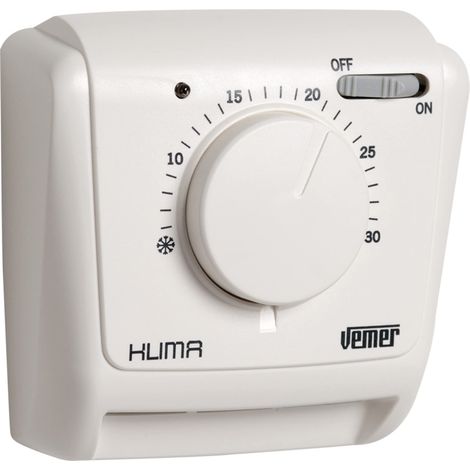 Thermostat Mécanique à Membrane de Gaz avec Interrupteur On/Off et voyant Lumineux, Fonction Chauffage/Climatisation, Blanc (1/2)