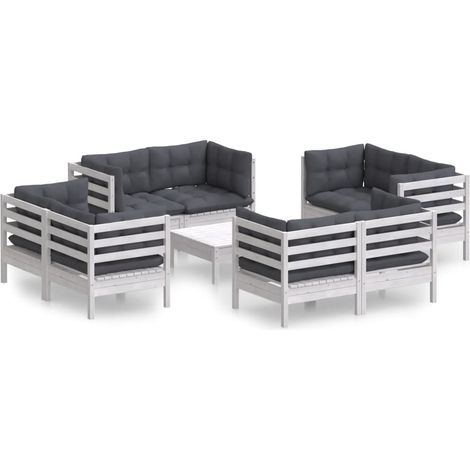 Maison Exclusive - Set Divani da Giardino 9 pz e Cuscini Antracite Legno di Pino (1/5)