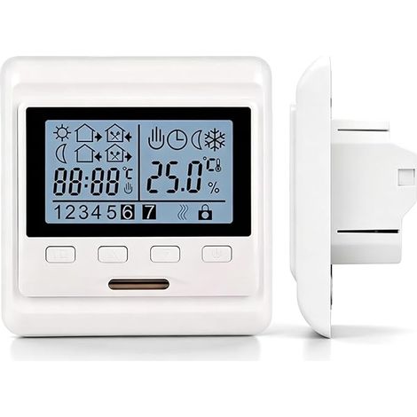 Thermostat Chauffage au Sol Électrique, Thermostat Numérique, Thermostat D'ambiance Plancher Chauffant Programmable Hebdomadaires Écran LCD, 230 V CA 16 A pour Régulateur de Température Ambiante (1/5)