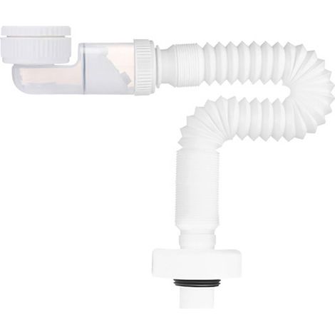 Siphon économiseur d'espace 1 1/4", tuyau de vidange réglable à 360 °, tuyau d'évacuation des eaux usées, siphon flexible anti-odeurs pour évier de cuisine, machine à laver, salle de bain (1/5)
