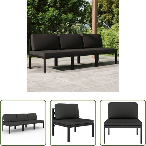 Canapé aluminium - Canapé de jardin 3 places avec coussins Aluminium Anthracite (1/5)