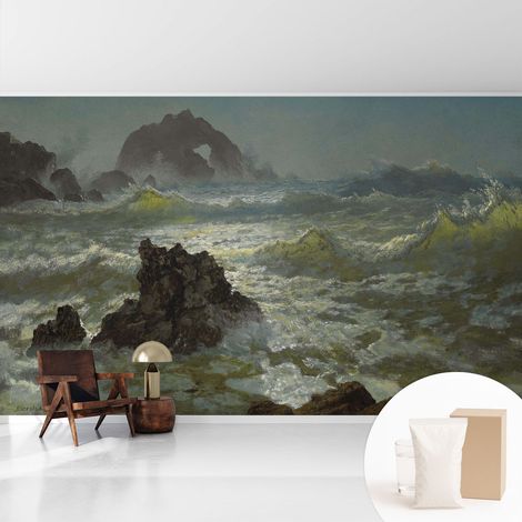 Tapete Vliestapete mit Kleber modern - Wanddeko für Küche - Klebefolie Wand - luxus Look Stürmische See 416x254 cm (1/5)