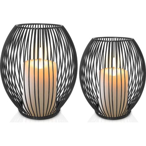Ensemble de 2 bougeoirs ovales vintage pour une décoration créative, chandeliers décoratifs en métal pour tables de salon, idéaux pour les bougies sur bâtonnet. (1/5)