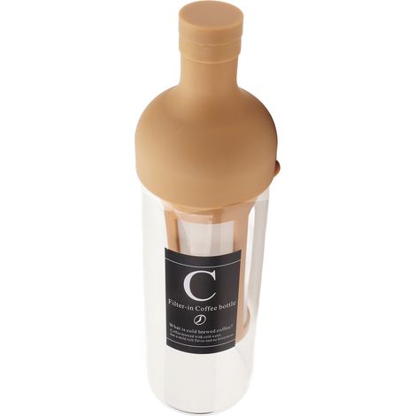 Bouteille de Café Froid 1000ml Grande Capacité, Double Paroi Isotherme, Filtre Intégré, Marron Clair (1/5)