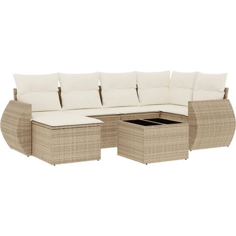 Maison Exclusive - 7-tlg. Garten-Sofagarnitur mit Kissen Beige Po (1/3)