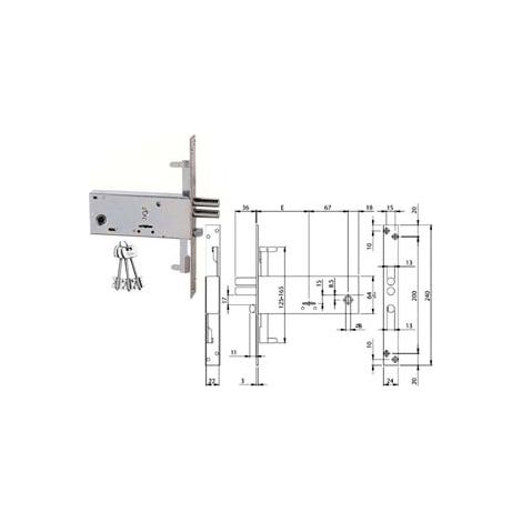 SERRATURA TRIPLICE DA INFILARE DOPPIA MAPPA PER FASCE MM.64 H 963- - mm.70 (963701B4) - 1 pezzi ISEO