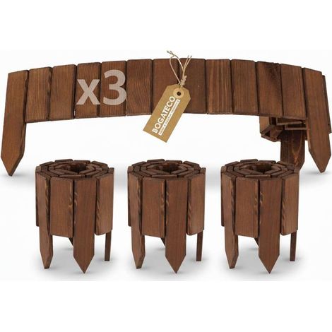 Lot de 3 Rollborder Bogateco Bois Brun 10x112 cm Bordure (1/5)