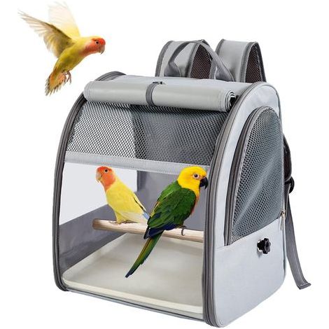 Sac à Dos de Transport Oiseau avec Perchoir sur Pied et Plateau, Sac de Transport de Perroquet d'oiseau Cage d'oiseau de Voyage portative pour Perroquet randonnée, Camping (1/5)