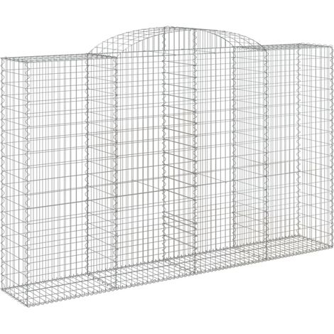 Cerca de jaula de gaviones Muro de contención arqueado 300 x 50 x 180/200 cm hierro galvanizado Plata 020040062