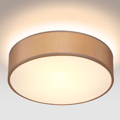 MONZANA® Round Fabric Ceiling Light  Modern Fabric Material Circular Ceiling Lamp  Light Shade 2xE27 40 Watt Socket  Bedroom Lounge Childrens Room Office  taupe (de) (1/5)