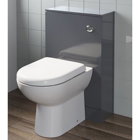 Bathroom Grey Gloss Back To Wall BTW Unit ONLY (Toilet not Included) Modern (1/4)