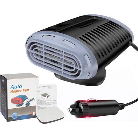 Chauffage voiture 150W dégivrage rapide ventilateur orientable 360° compact gris noir pour pare-brise (1/5)
