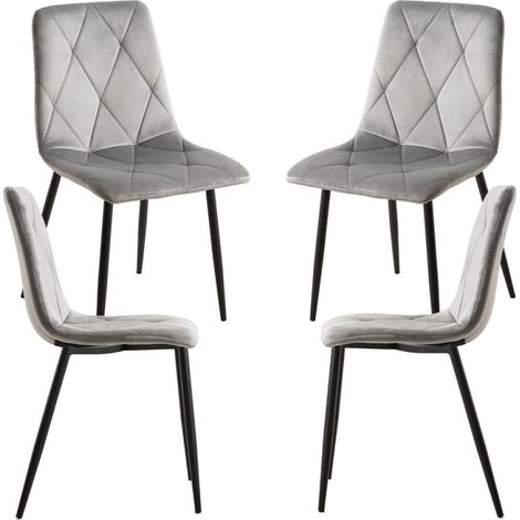 Packs Sillas Comedor - Pack 4 Sillas Lyke Terciopelo - Gris claro (1/5)