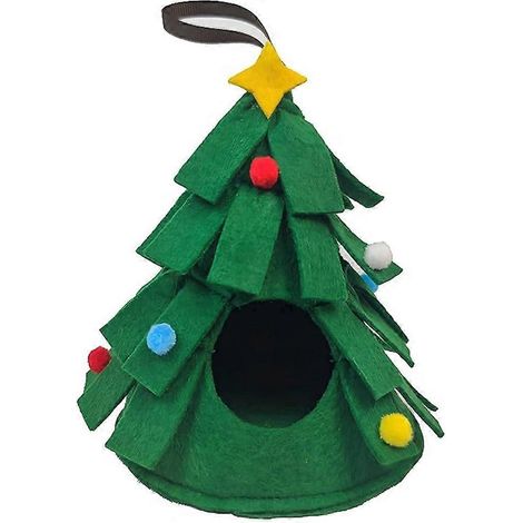 Lit d'hiver chaud pour petits animaux, nid en coton en forme de sapin de Noël pour hamsters, gerbilles, souris planeuses et petits animaux de compagnie, vert (1/3)