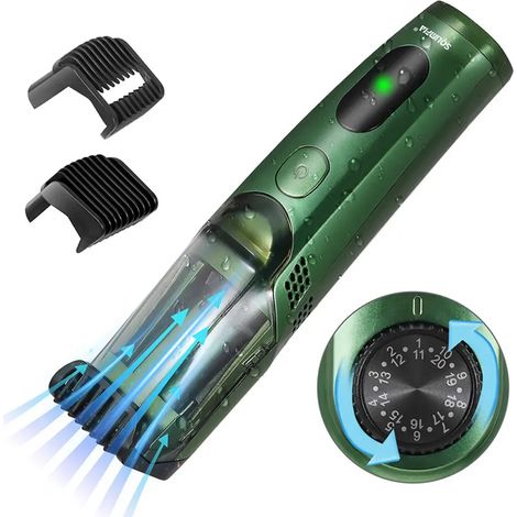 Regolabarba senza fili, rasoio elettrico ricaricabile per uomo, con funzione di aspirazione integrata, adatto per barba e basette, impermeabile IPX6.