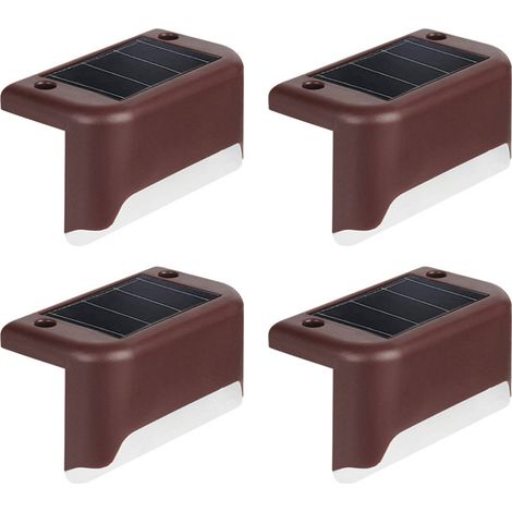 4 lampes solaires d'escalier, étanches IP65, ABS+PC, 0,5 W, pour terrasse, jardin et clôture (1/5)