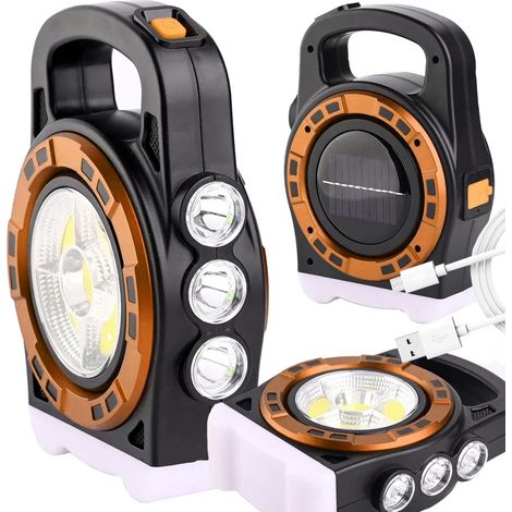 Lampe torche solaire, lampe LED portable rechargeable, batterie externe avec réflecteur. - AquaForge (1/5)
