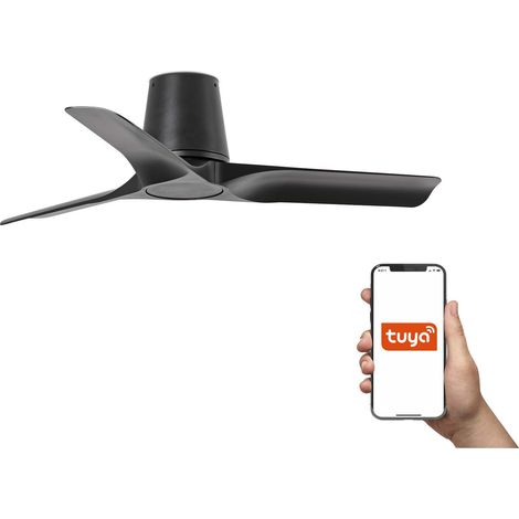 Faro Hey Tube Petit ventilateur de plafond à 3 pales noir mat, système intelligent Tuya (1/5)