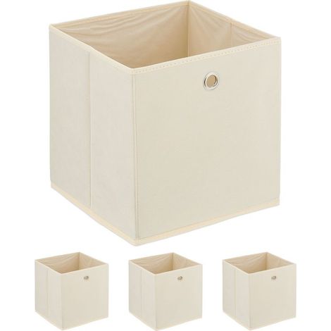 Lot de 4 boîtes de rangement, tissu non tissé, 30x30x30 cm, œillet, étagères carrées, jouets, vêtements (1/5)