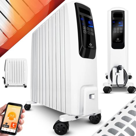 KESSER® Radiateur à bain d'huile Wi-Fi, appli et télécomma - 10 éléments / 2500W (1/5)