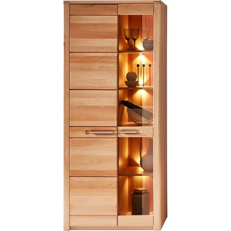 Vitrine inkl. Beleuchtung, 85 cm breit, Front Kernbuche massiv NEWTON-36 (1/5)