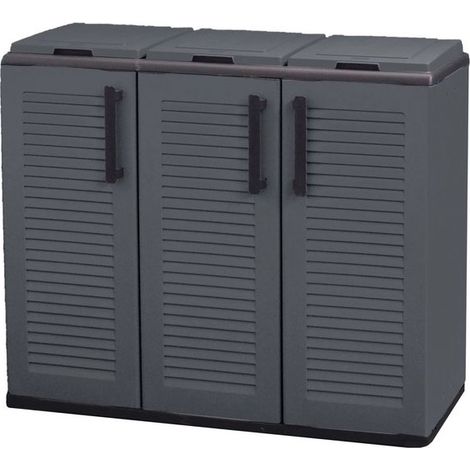ARMADIO PATTUMIERA BASSO IN PLASTICA 3 SCOMPARTI DIMENSIONI 102X37XH 84 CM 300 LT