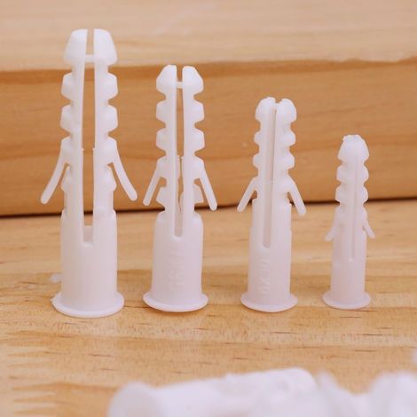 Lot de 100 tubes d'expansion murale en plastique blanc pour cloison sèche, ancrage pour plaques de plâtre, plaques de plâtre, fixations creuses (3 x 0,8 cm) (1/5)