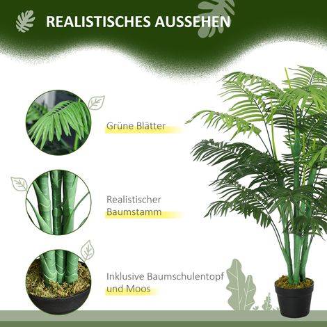 Palmier artificiel 125cm grande plante avec 18 feuilles en pot pour salon balcon (1/4)