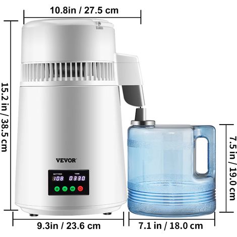 4L distillateur d'eau purificateur filtre 1 L/H distributeur de vitesse de distillation bouteille adoucisseur écran tactile usage domestique-BLANC (1/5)