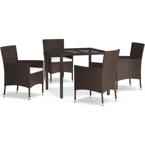 Maison Exclusive - 5-tlg. Garten-Essgruppe mit Kissen Braun Poly