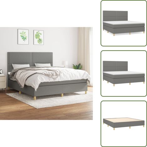 Boxspringbett mit Matratze Dunkelgrau 180x200 cm Stoff - Boxspringbett - Doppelbett - Bettenrahmen - Matratze - Nachttisch (1/5)