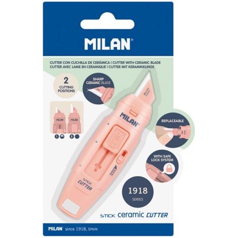 Milan cutter stick con hoja cerámica 2 posiciones reemplazable rosa -blister